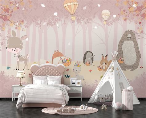 Animal Wallpaper Kids Room / Forest Animal Wallpaper / Unisex - Etsy