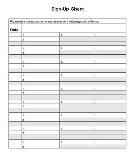 FREE 33+ Sample Sign Up Sheet Templates in PDF | MS Word | Apple Pages | Excel