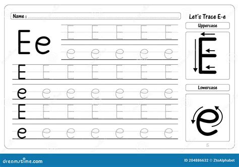 Letter E Tracing and Writing Worksheets Stock Vector - Illustration of ...