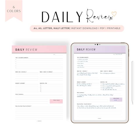 Daily Review Planner Template Printable – mrsneat