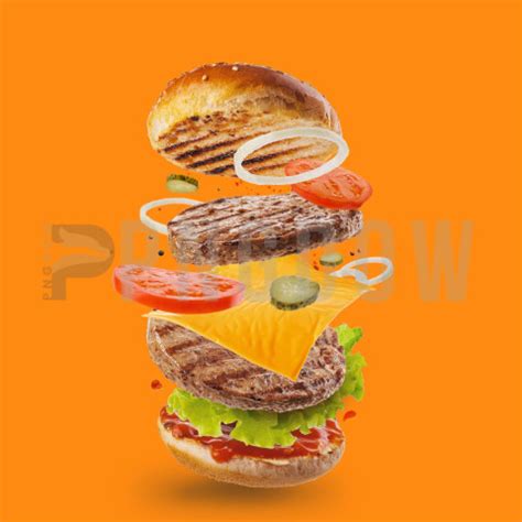 Burger on Orange Background - Photo #12692 - Pngdow - Free and Premium ...