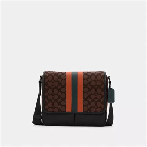 COACH® | Thompson Small Map Bag In Signature Jacquard With Stripe