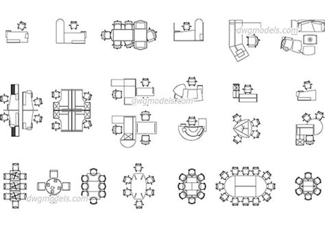 Furniture for offices DWG, free CAD Blocks download