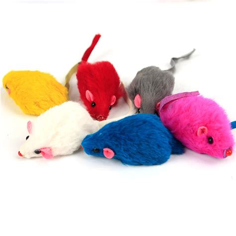 SYDZSW 5pcs Pack Funny Cat Mice Toys Colorful Mice Cat Toy with Real ...