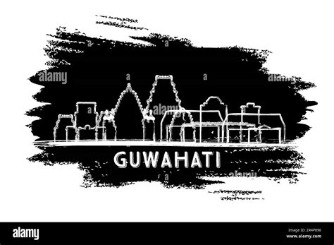 Guwahati India City Skyline Silhouette. Hand Drawn Sketch. Business ...