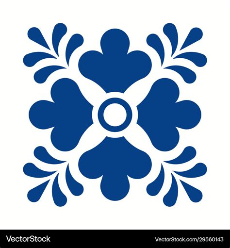 Mexican talavera tile pattern with flower Vector Image