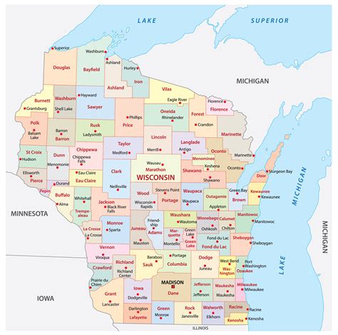 Wisconsin County Map With Names