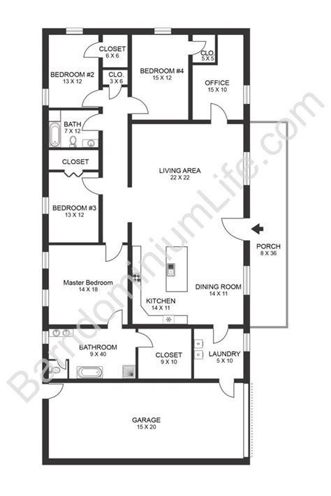 Best 4 Bedroom Barndominium Floor Plans with Pictures [2024] | Barndominium floor plans, Metal ...