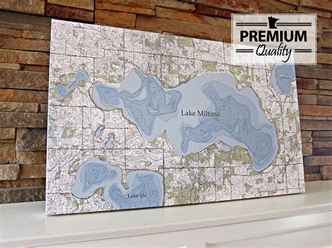 Lake Miltona Canvas Lake Map Premium Quality