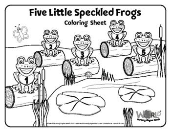 Coloring In Sheet - Nursery Rhyme - Five Little Speckled Frogs (US Eng)