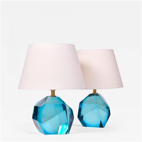 Italian Murano turquoise 'rock' table lamp