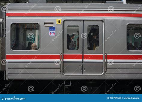 The Jakarta Commuter Line KRL Carriage at the Station. Editorial Stock ...