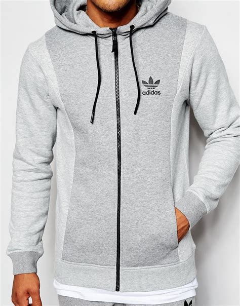 adidas Originals Zip Up Hoodie With 3d Logo in Grey (Gray) for Men - Lyst