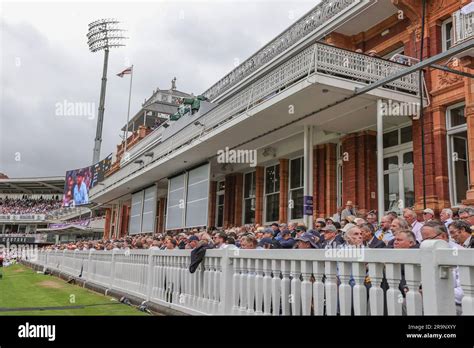 Marylebone Cricket Club members watch the game during the LV= Insurance Ashes Test Series Second ...