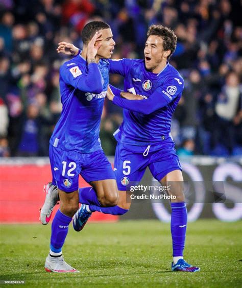 Mason Greenwood of Getafe CF is celebrating a goal during the LaLiga ...