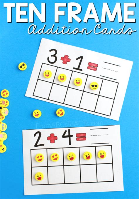 Ten Frame Addition Cards for Kindergartners - From ABCs to ACTs