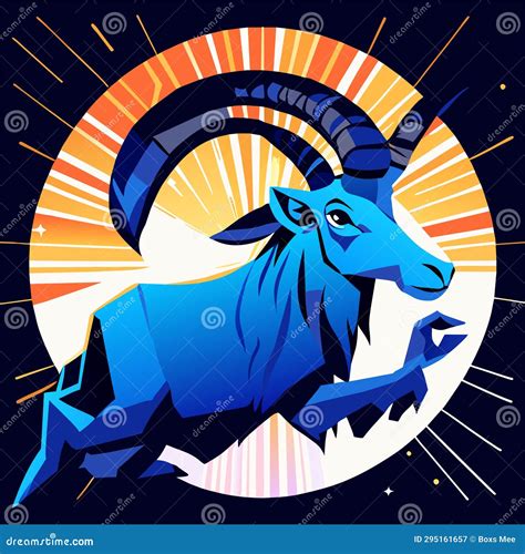 Goat Zodiac Sign. Vector Illustration of a Blue Goat on a Dark Background Stock Vector ...