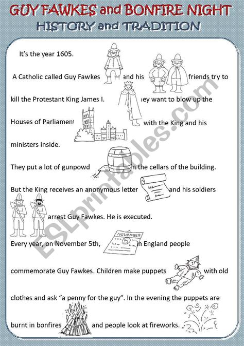 Guy Fawkes and Bonfire Night - ESL worksheet by chiaretta