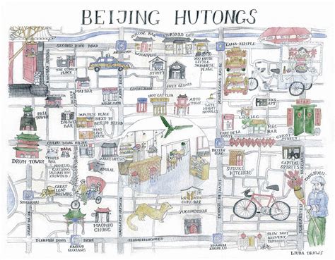 Beijing Hutong Map, Personal Commission on Behance