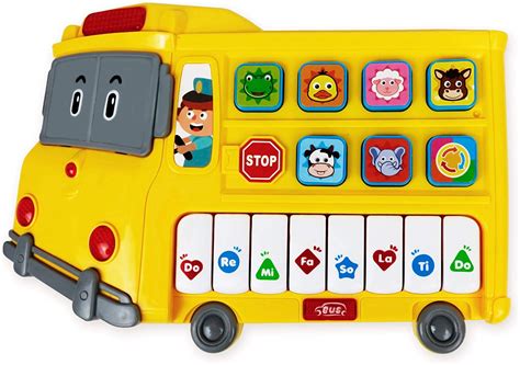 Amazon.com: Learning School Bus Toy w/ Lights and Music – 8 Musical Note Piano Keys, 6 Animal ...
