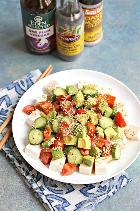 Silken Tofu Salad with Ume Plum Vinegar, Sesame Oil, and Toasted Sesame Seeds | Vegan asian ...