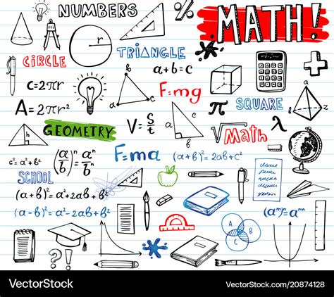 School mathematics doodles set Royalty Free Vector Image