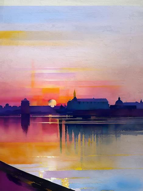 Premium Photo | Watercolor sunset painting abstract illustration ...