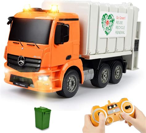 Buy DOUBLE E Benz Licensed Remote Control Garbage Truck Electric Recycling Toy Set with Trash ...