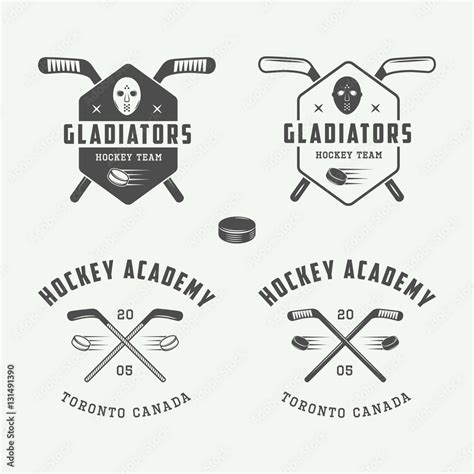 Set of vintage hockey emblems, logos, badges, labels Stock Vector ...