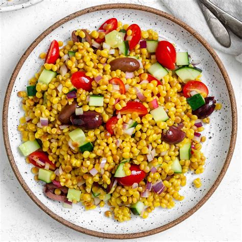 Mediterranean Pearl Couscous Salad - Plant-Based on a Budget