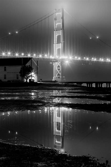 Black and White Golden Gate Bridge Photo With a Reflection of - Etsy