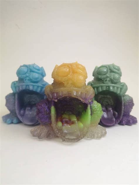 Blob Gob Handmade Monster Toy / Glow in the Dark / 3 Eyed Cast in Resin With Colourful Glow in ...