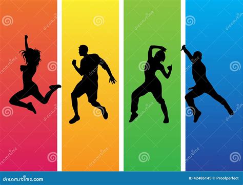 Zumba Dance Silhouette Vector Stock Vector - Illustration of dancers ...