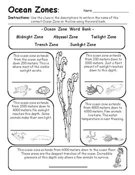 Ocean Zones Worksheet For Kindergarten - Kristins Traum