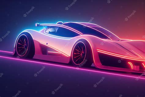 Premium Photo | Futuristic retro wave synth wave car retro sport car with neon backlight contours