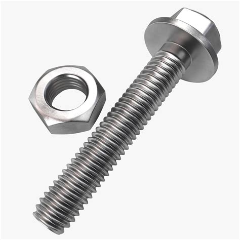 hex head flange bolt nut 3d model