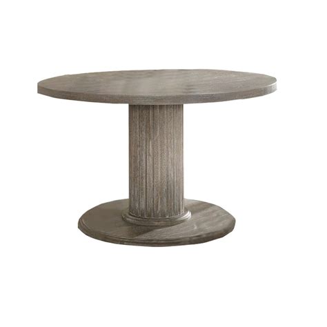 Round Dining Table with Fluted Column Pedestal Base, Gray - Walmart.com ...