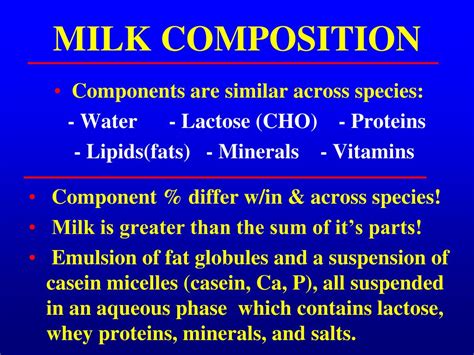 PPT - MILK COMPOSITION PowerPoint Presentation, free download - ID:2359702