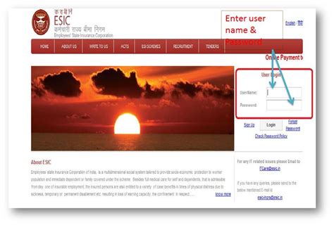 ESIC Employer Portal Guide: Login Page