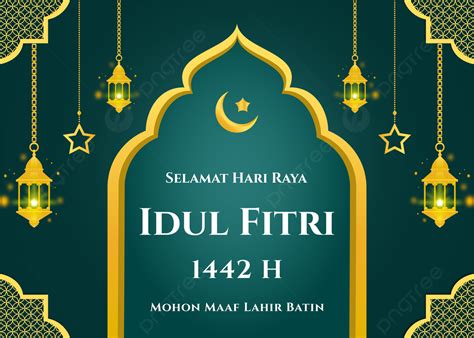 Hari Raya Idul Fitri Background With Mosque And Lantern Pattern ...