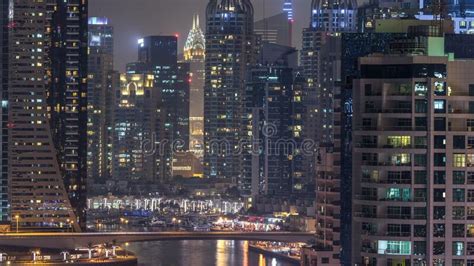 Water Canal on Dubai Marina Skyline at Night . Stock Image - Image of city, water: 217473833