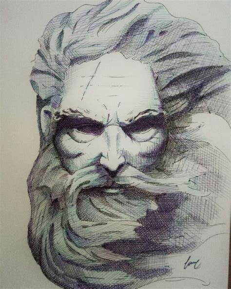 a drawing of an old man with a beard