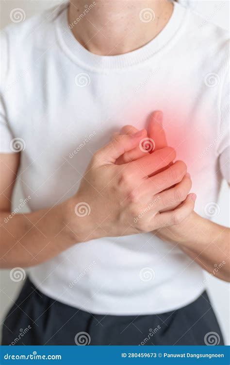 Woman Hand Holding Chest Ache. Heart Disease, Angina Disease and ...