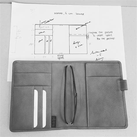 “From sketch to product #custommade #nomad #midoritravelersnotebook #leather #vanderspek” Diy ...
