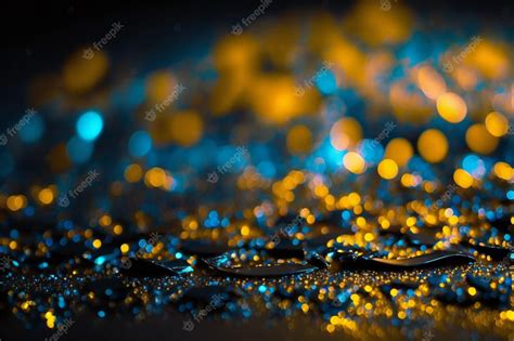 Premium Photo | Background of glitter lights blue gold abstract backgrounds