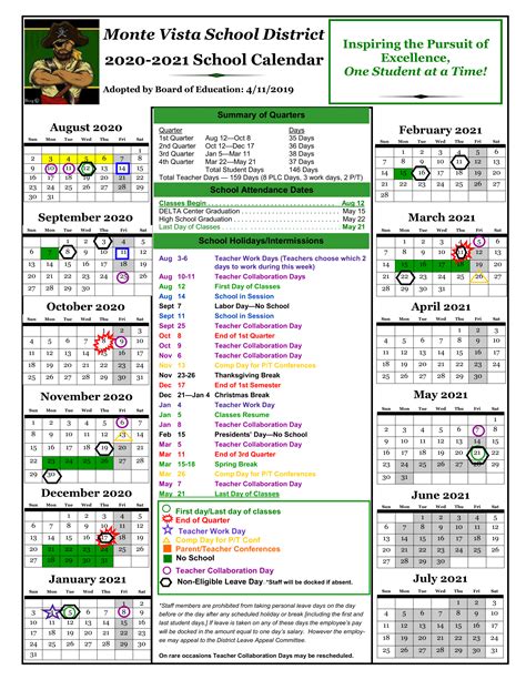 Monte Vista School District Calendar 2021 and 2022 - PublicHolidays.us