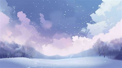 snowfall background, white background with snowflakes, in the style of light purple and sky blue ...