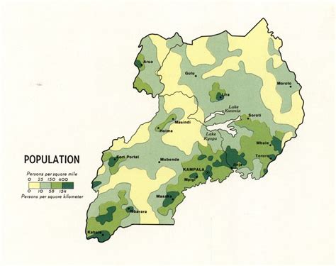 Population density map of Uganda, 1970 Uganda, Density, Maps, World Map ...