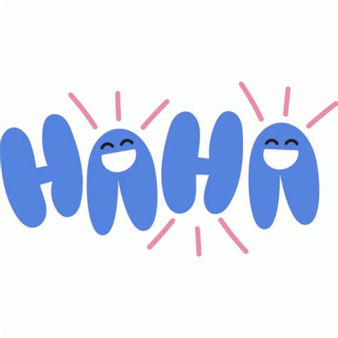 Haha Smiley Faces With Pink Expression Lines On Haha In Blue Bubble Letters Sticker - Haha ...