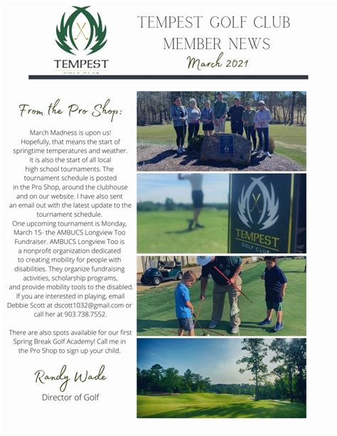 Event Calendar - Tempest Golf Club